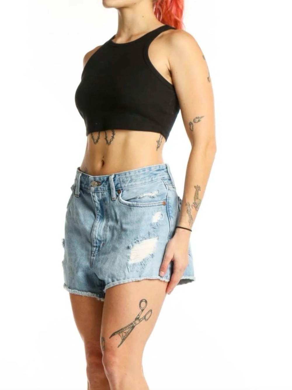 Madewell Relaxed Denim Shorts Distessed Size 26 Raw Hem